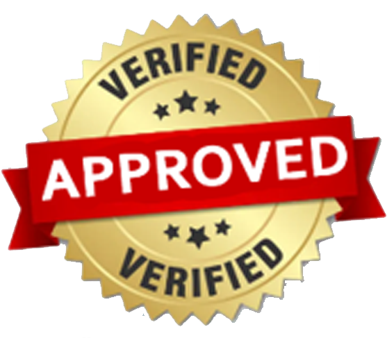 Badge showing that MDPerm credentialing is verified and approved